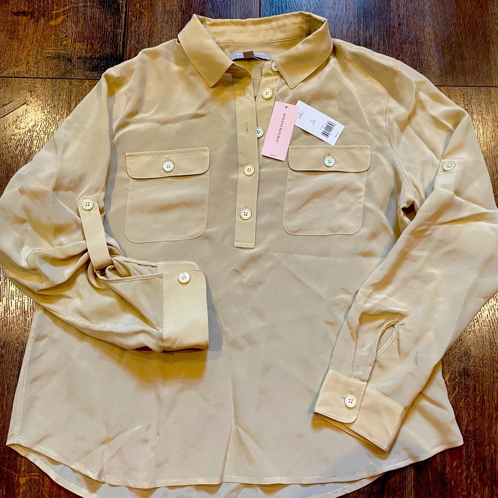 BANANA REPUBLIC 100% Silk Blouse L Petite